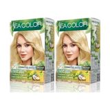 Prime Sea Color Amonyaksız, Vegan, Doğal, Besleyici Kalıcı Saç BOYASI%100 Beyaz Kapama (1 Paket 2 x 50 ml Boya & Oksidan) (Buğday Sarısı 9.0) (2 Paketi)
