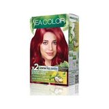 Prime Sea Color Amonyaksız, Vegan, Doğal, Besleyici Kalıcı Saç BOYASI%100 Beyaz Kapama (1 Paket 2 x 50 ml Boya & Oksidan) (Çilek Kırmızısı 5.65)