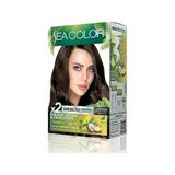 Prime Sea Color Amonyaksız, Vegan, Doğal, Besleyici Kalıcı Saç BOYASI%100 Beyaz Kapama (1 Paket 2 x 50 ml Boya & Oksidan) (Koyu Kumral 6.0)