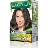 Prime Sea Color Amonyaksız, Vegan, Doğal, Besleyici Kalıcı Saç BOYASI%100 Beyaz Kapama (1 Paket 2 x 50 ml Boya & Oksidan) (Kumral 7.0)