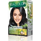 Prime Sea Color Amonyaksız, Vegan, Doğal, Besleyici Kalıcı Saç BOYASI%100 Beyaz Kapama (1 Paket 2 x 50 ml Boya & Oksidan)(Siyah 1.0)