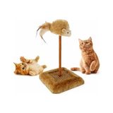 Prime Sesli Oyuncaklı Kedi Tırmalama Tahtası – Fareli ve Zilli Kedi Oyuncağı, Sağlam Tırnak Törpüleme Direği, Kediler Için Oyun Alanı, Dayanıklı Tabanlı, Ev Içi Kullanıma Uygun - Ahşap