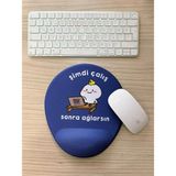 Prime Şimdi Çalış Sonra Ağlarsın Baskılı Bilek Destekli Oval Mouse Pad (Lacivert) - Option-1 - 0002 - Beyaz