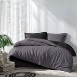 Prime Sleeks %100 Pamuk Çift Kişilik Nevresim Takımı 200X220CM, Lastikli Çarşaf, Colormix Pamuklu Yatak Örtüsü - Antrasit - Siyah - 200 x 220 cm