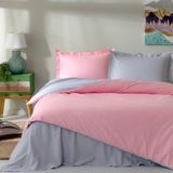 Prime Sleeks %100 Pamuk Çift Kişilik Nevresim Takımı 200X220CM, Lastikli Çarşaf, Colormix Pamuklu Yatak Örtüsü - Gri - Pembe - 200 x 220 cm