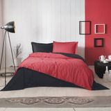 Prime Sleeks %100 Pamuk Çift Kişilik Nevresim Takımı 200X220CM, Lastikli Çarşaf, Colormix Pamuklu Yatak Örtüsü - Kırmızı - Siyah - 200 x 220 cm