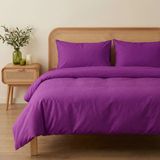 Prime Sleeks Çift Kişilik %100 Pamuk Nevresim Takımı 200 x 220 cm, Lastikli Çarşaflı Set, Mor