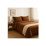 Prime Sleeks Harmony Çift Kişilik %100 Pamuk Nevresim Takımı 200x220 cm , Lastikli Çarşaflı Set, Kahverengi