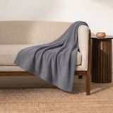 Prime Sleeks Kalın Dokulu Yün Tv Battaniyesi 120X150 cm Koltuk Şalı Diz Örtüsü Throw Battaniye - Gri - 120 x 150 cm