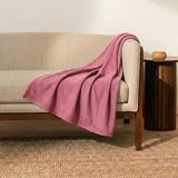 Prime Sleeks Kalın Dokulu Yün Tv Battaniyesi 120X150 cm Koltuk Şalı Diz Örtüsü Throw Battaniye - Pembe - 120 x 150 cm
