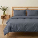 Prime Sleeks Tek Kişilik %100 Pamuk Nevresim Takımı 160 x 220 Cm, Lastikli Çarşaflı Set, Antrasit