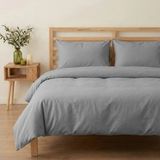 Prime Sleeks Tek Kişilik %100 Pamuk Nevresim Takımı 160 x 220 cm, Lastikli Çarşaflı Set, Gri