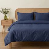 Prime Sleeks Tek Kişilik %100 Pamuk Nevresim Takımı 160 x 220 cm, Lastikli Çarşaflı Set, Lacivert