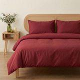Prime Sleeks Tek Kişilik %100 Pamuk Nevresim Takımı 160 x 220 cm, Lastikli Çarşaflı Set, Vişne Çürüğü - Bordo