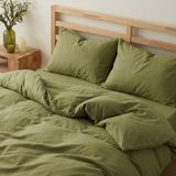 Prime Sleeks Tek Kişilik %100 Pamuk Nevresim Takımı 160 x 220 Cm, Lastikli Çarşaflı Set, Zeytin Yeşili - Zencefil Rengi