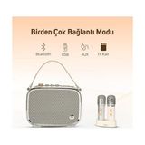 Prime Songbird Ultra 100W Çift Mikrofonlu Karaoke Bluetooth Hoparlör, Taşınabilir Ses Bombası, 8 Saate Varan Çalma Süresi, Kablosuz, Tf/aux/usb/bluetooth5.2, Beyaz - 01-Siyah