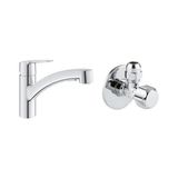 Prime Start Spiralli Eviye Bataryası Krom + 2 Adet 55MM Ara Musluk Seti - Ahşap