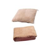 Prime Tineke 2 Li Set Battaniye ve Minder Kedi Uyku Yatağı Minderi (Kahverengi) - 001-Renkli - 100 x 100 cm