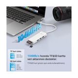 Prime USB 3.0 To 3.0 Tf Sd Kart Okuyucu 3 Portlu USB 3.0 Çoklayıcı Adaptör Beyaz - Option-1