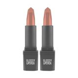 Prime Uzun Süre Kalıcı Yoğun Renk Veren Nemlendirici Parlak Ruj - Glossy Lipstick 302 Nude (2 Paketi) - Option-1