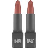 Prime Uzun Süre Kalıcı Yoğun Renk Veren Nemlendirici Parlak Ruj - Glossy Lipstick 305 Rose Apricot (2 Paketi) - Option-1