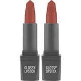 Prime Uzun Süre Kalıcı Yoğun Renk Veren Nemlendirici Parlak Ruj - Glossy Lipstick 310 Spicy Terracotta (2 Paketi) - Option-1