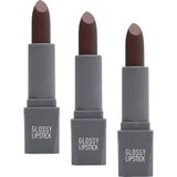 Prime Uzun Süre Kalıcı Yoğun Renk Veren Nemlendirici Parlak Ruj - Glossy Lipstick 316 Dusty Plum (3 Paketi) - Option-1