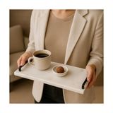Prime Veya Siyah Metal Saplı Mermer Sunum Tepsisi – 40X15 cm Dikdörtgen Servis Tepsisi, Şık Sofra, Kahve, Peynir ve Tatlı Sunumları Için (Siyah)