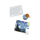 Prime Yıldızlı Gece Mouse Pad ve Bardak Altlığı Set - Option-1 - 0002 - Beyaz