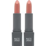 Prime Yoğun Renk Veren Uzun Süre Kalıcı Nemlendirici Kadifemsi Mat Ruj - Lipstick 401 Soft Pink (2 Paketi) - Option-1
