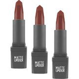Prime Yoğun Renk Veren Uzun Süre Kalıcı Nemlendirici Kadifemsi Mat Ruj - Lipstick 412 Warm Brown (3 Paketi) - Option-1