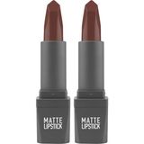 Prime Yoğun Renk Veren Uzun Süre Kalıcı Nemlendirici Kadifemsi Mat Ruj - Lipstick 413 Dusty Plum (2 Paketi) - Option-1