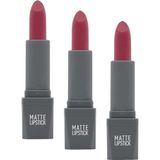 Prime Yoğun Renk Veren Uzun Süre Kalıcı Nemlendirici Kadifemsi Mat Ruj - Lipstick 414 Deep Pink (3 Paketi) - Option-1
