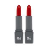 Prime Yoğun Renk Veren Uzun Süre Kalıcı Nemlendirici Kadifemsi Mat Ruj - Lipstick 421 Orange Red (2 Paketi) - Option-1