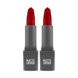 Prime Yoğun Renk Veren Uzun Süre Kalıcı Nemlendirici Kadifemsi Mat Ruj - Lipstick 422 Red (2 Paketi) - Option-1