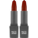 Prime Yoğun Renk Veren Uzun Süre Kalıcı Nemlendirici Kadifemsi Mat Ruj - Lipstick 423 Wine Red (2 Paketi) - Option-1