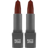Prime Yoğun Renk Veren Uzun Süre Kalıcı Nemlendirici Kadifemsi Mat Ruj - Lipstick 424 Ruby Red (2 Paketi) - Option-1
