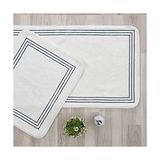 Prime Zen Çizgi Nakışlı 2'li (60 x 100 Cm) Banyo Paspas Set Indigo