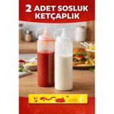 Primeaks 2’Li Sosluk Seti Ketçap Mayonez Şişesi – Sıkılabilir Plastik Sos Şişesi 700 Ml