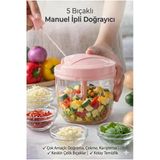 Primeaks 5 Bıçaklı Süper Hızlı İpli El Rondosu - 900Ml Geniş Hazne