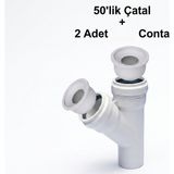 Primeaks 50'lik Pvc Gider Çatalı 2 Adet Conta Dahil Atık Su Tesisat Ek Parçası