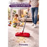 Primeaks Pratik Gırgır Halı ve Kilim Temizleyici - 120 cm Uzun Gri Metal Saplı Mekanik Süpürge