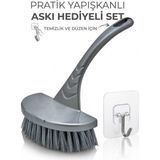 Primeaks Saplı Banyo ve Fayans Temizlik Fırçası + Pratik Yapışkanlı Askı Hediyeli Set