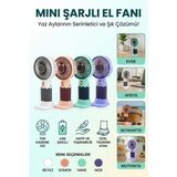 Primeaks Şarjlı Mini El Fanı Masaüstü Taşınabilir Cep Vantilatörü Stantlı