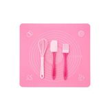 Primeaks Silikon Hamur Açma Matı 40X50 cm + 3’lü Mutfak Seti (Çırpıcı, Spatula, Yağ Fırçası)