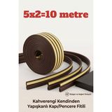 Primeaks Yapışkanlı 5x2 Metre 10 Metre Kahverengi Kapı Pencere Fitili Soğuk Izolasyon Kauçuk Bant