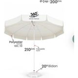 Primera Plaj Şemsiyesi 200 Cm Beyaz Kalın Oxford Kumaş ( Bidonlu ) - 2 x 2 m
