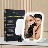 Primetek 10 Inç Taşınabilir Seyahat Makyaj Aynası, Işıklı Edilebilir Led Işıklı Kozmetik Ayna, 3 Renkli Aydınlatma Modları, Kısılabilir, 5X Büyütme Kompakt Ayna Makyaj Masası Için (Beyaz)