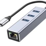 PrimeX Plus PX-5224 Type C To Ethernet Gigabit, Type C to Rj45 + 3 Port USB3.0 Hub Çoklayıcı Adaptör(Type C Çıkışlı Tüm Bilgisyarlar)
