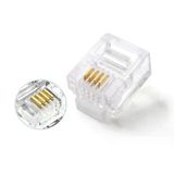 PrimeX Plus PX-6P4C RJ11-4lü 4 Pinli Konnektör, 100’lü Paket 6P4C Telefon Jack, RJ11 Telefon Kablo Ucu, Modem DSL Fax Santral Hat Kablosu Sonlandırma Konnektörü, Şeffaf RJ11 Plug